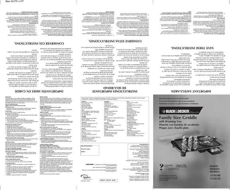 Black & Decker GR100 Installation instructions