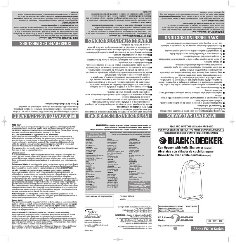 Black & Decker EC100 Series Installation instructions