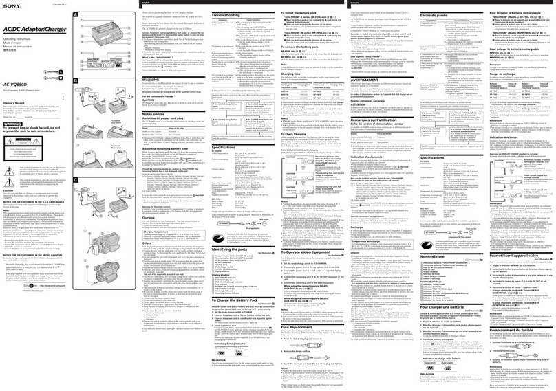 Sony AC-VQ850D Operating Instructions / Manual de instrucciones / Mode... operating instructions