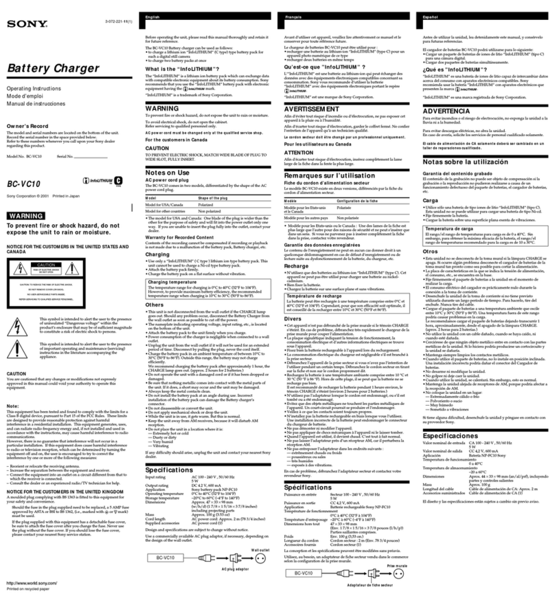 Sony BC-VC10 operating instructions