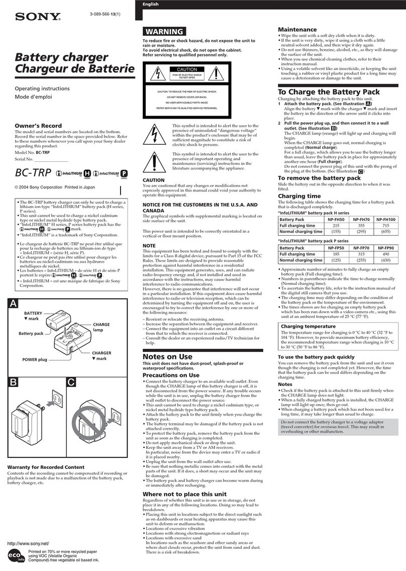 Sony BC-TRP operating instructions