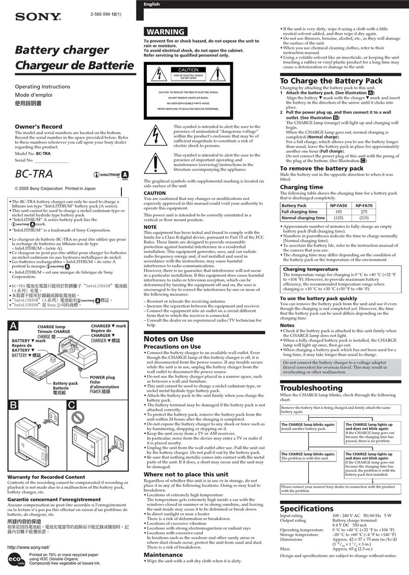 Sony BC-TRA operating instructions