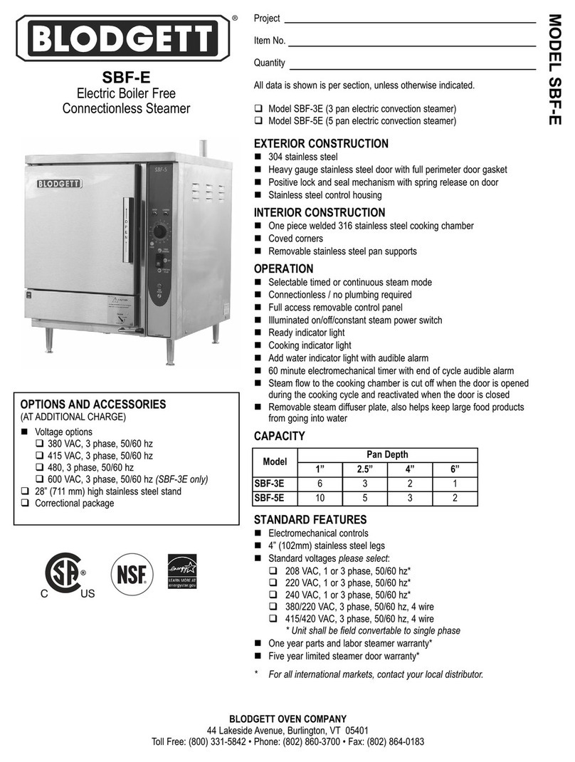 Blodgett SBF-3E User manual