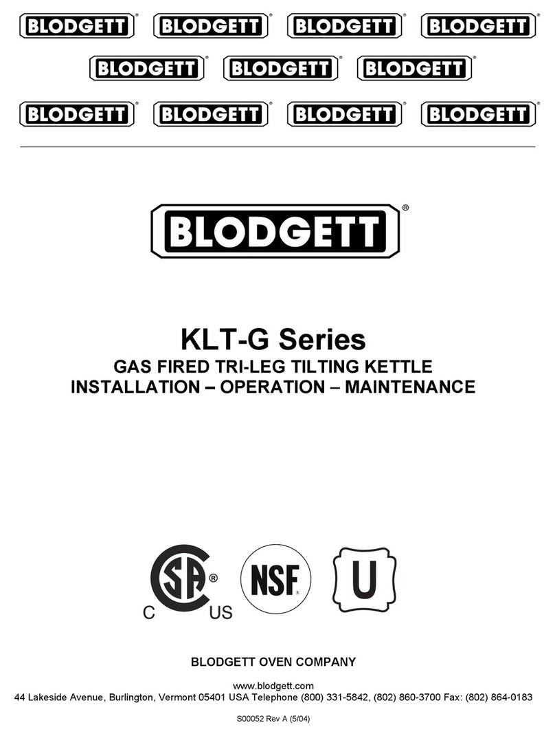 Blodgett KLT-20G Installation operating & maintenance manual