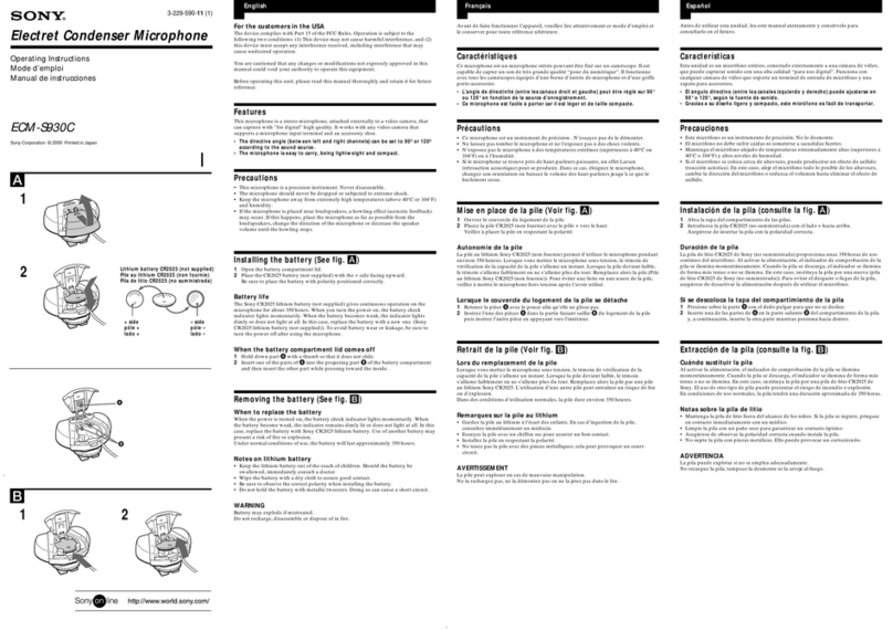 Sony ECM-S930C Operating Instructions / Manual de instrucciones / Mode d’emploi / Manual de... User manual Sony ECM-S930C Operating Instructions / Manual de instrucciones / Mode d’emploi / Manual de... User manual