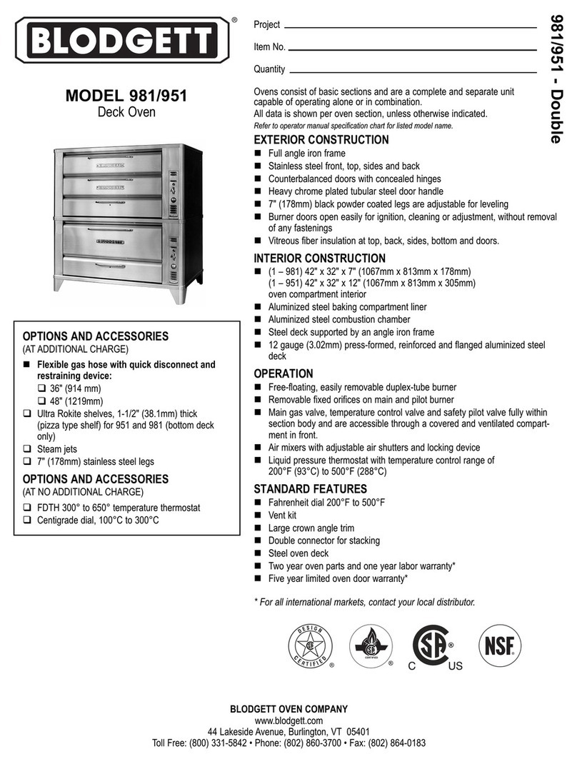 Blodgett 951 Base User manual