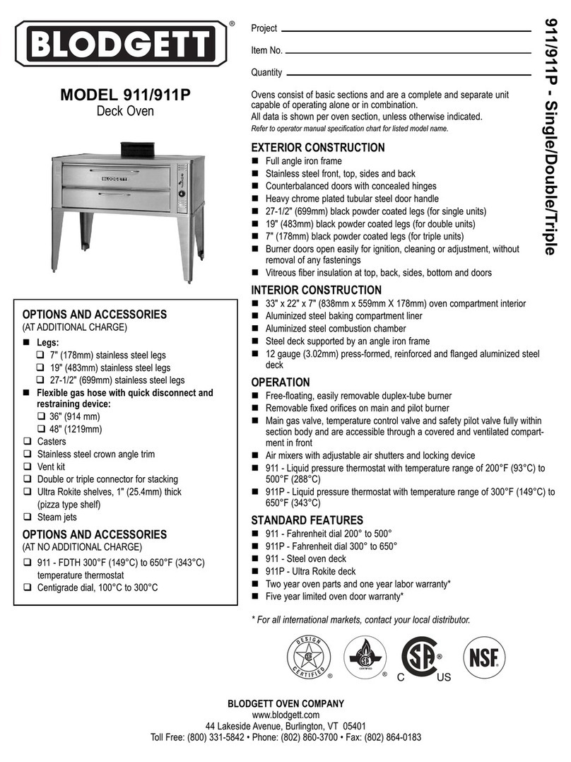 Blodgett 911 Base Specifications