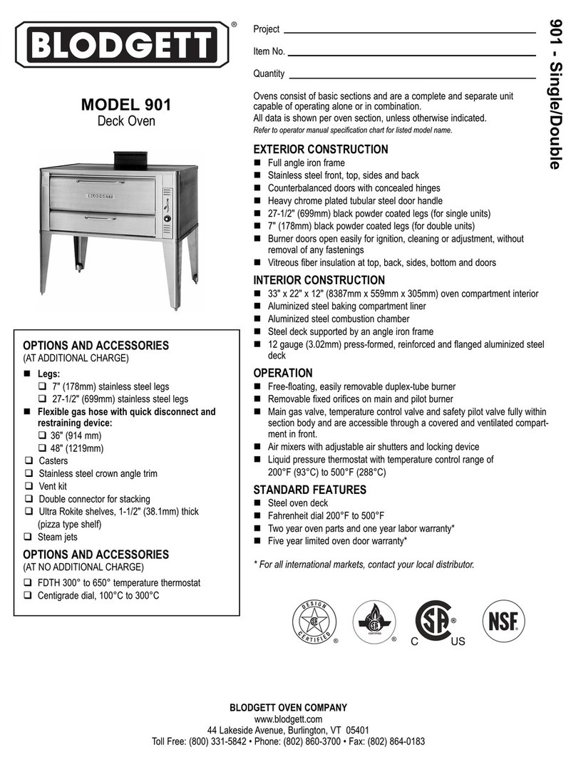 Blodgett 901 Base User manual