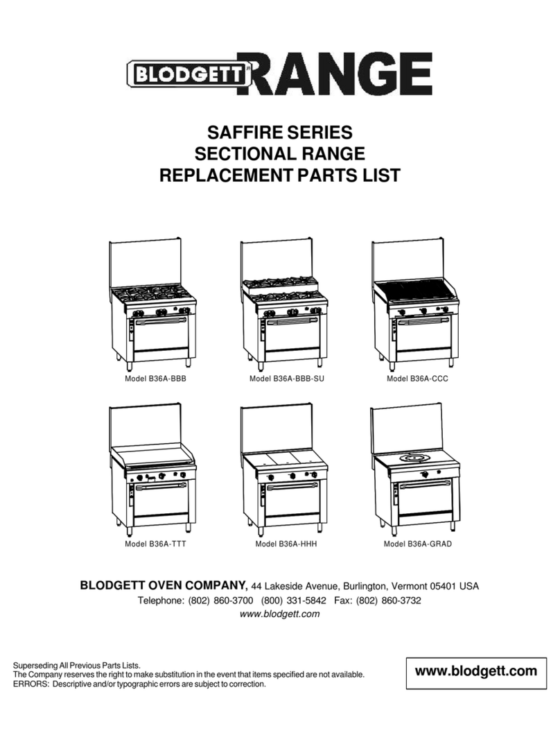 Blodgett Saffire B36A-BBB Replacement parts list