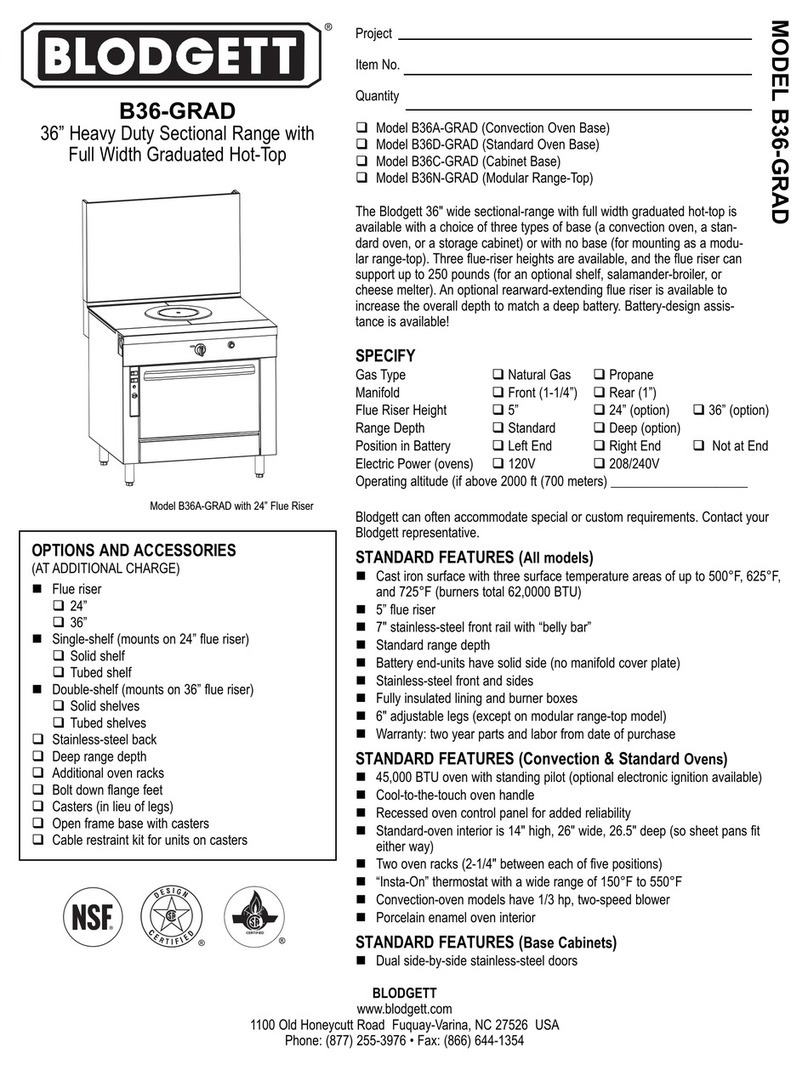 Blodgett Saffire B36A-GRAD Specifications