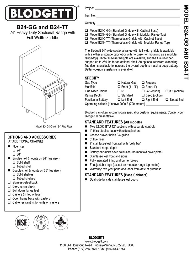 Blodgett Saffire B24C-GG Specifications