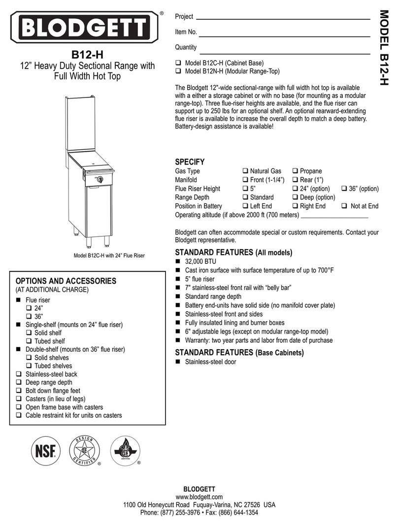 Blodgett Saffire B12C-H User manual