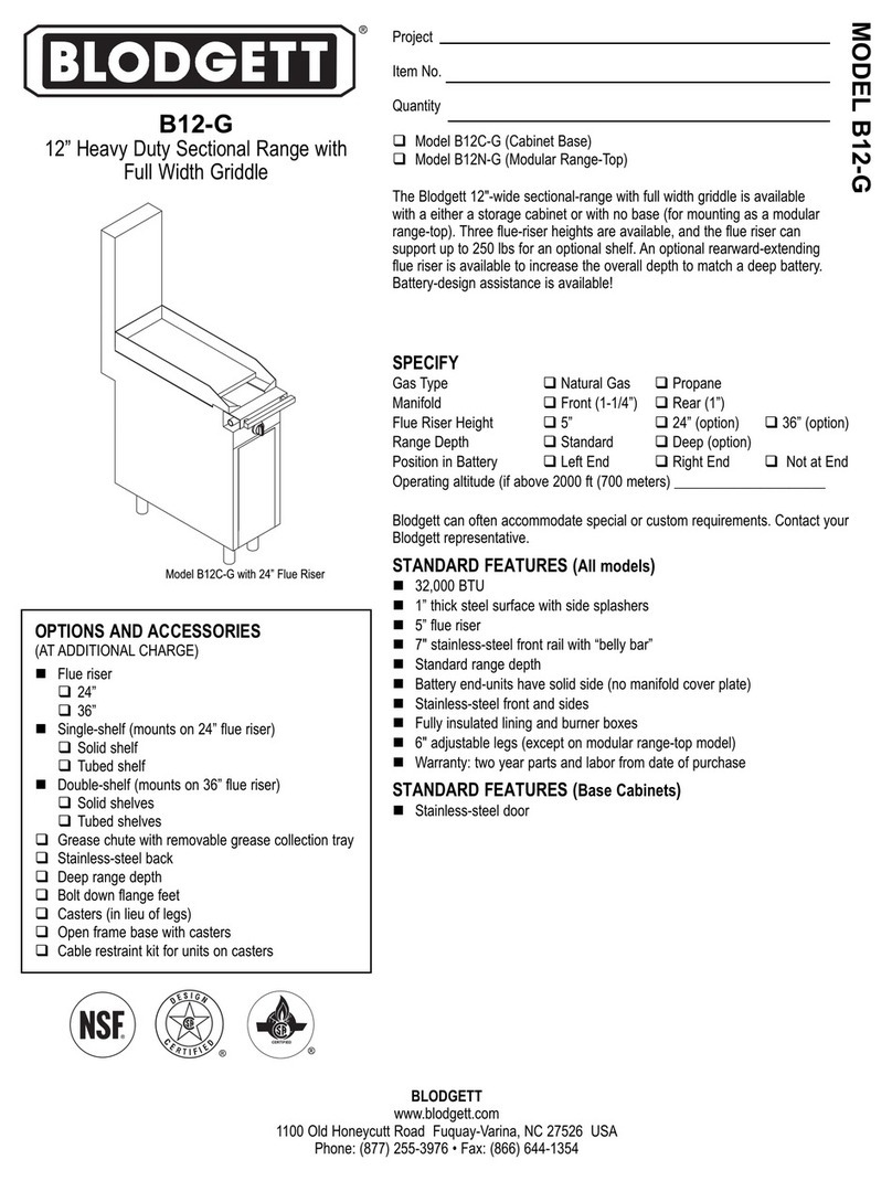 Blodgett Saffire B12C-G Specifications