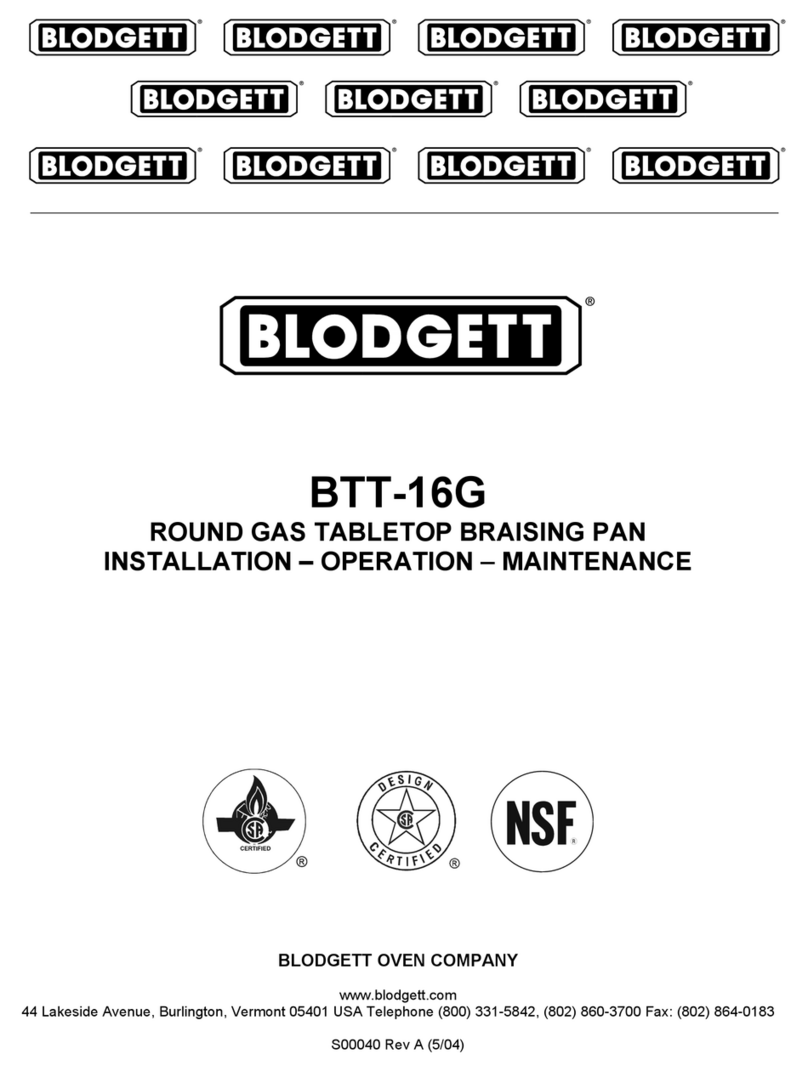 Blodgett BTT-16G Owner's manual