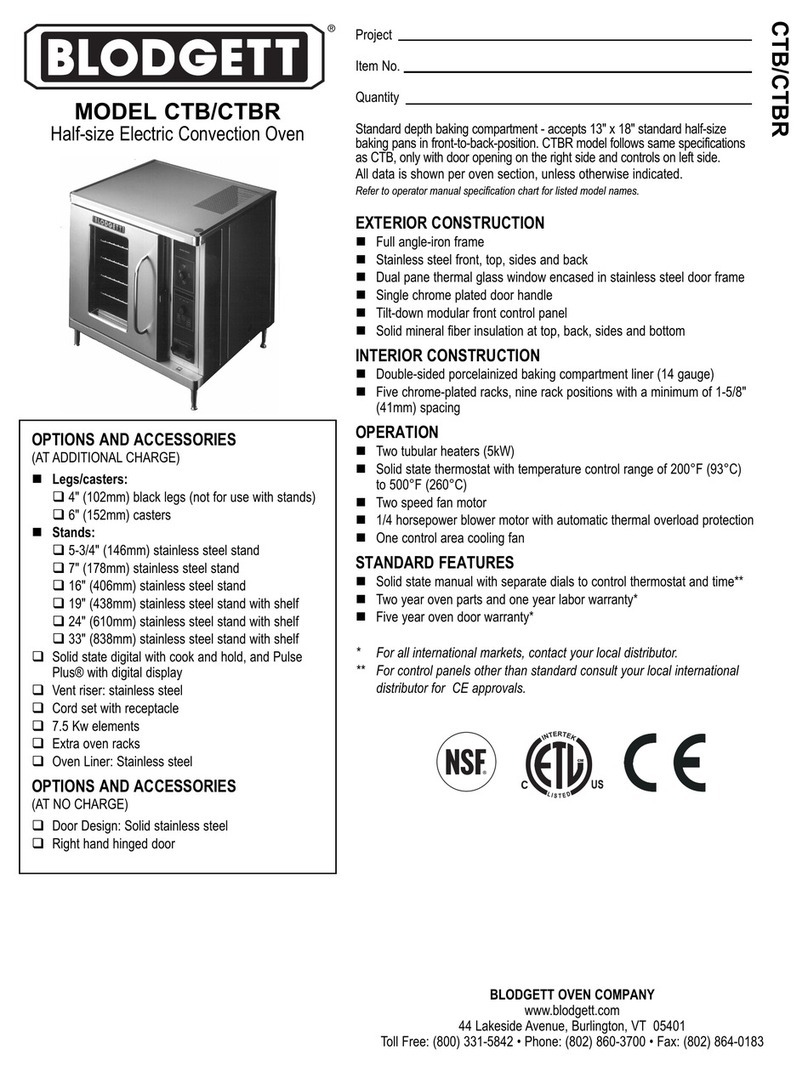Blodgett CBTR Specifications
