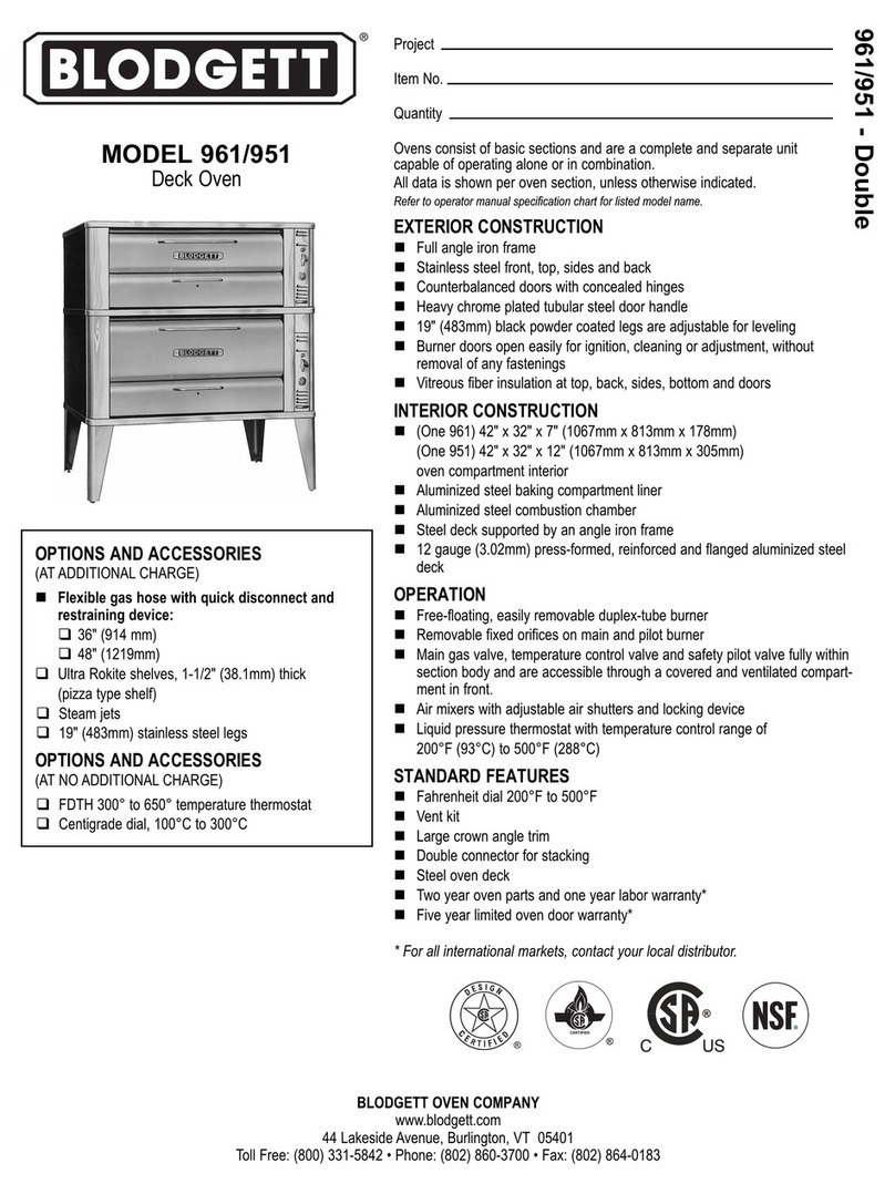 Blodgett 951 Base User manual