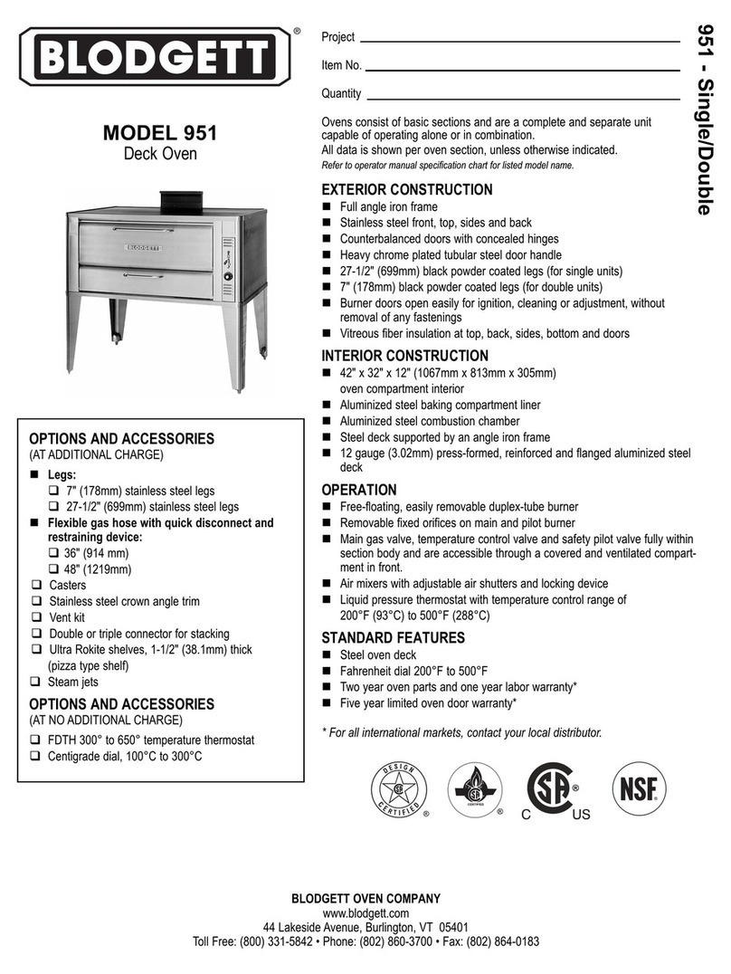 Blodgett 951 Base User manual