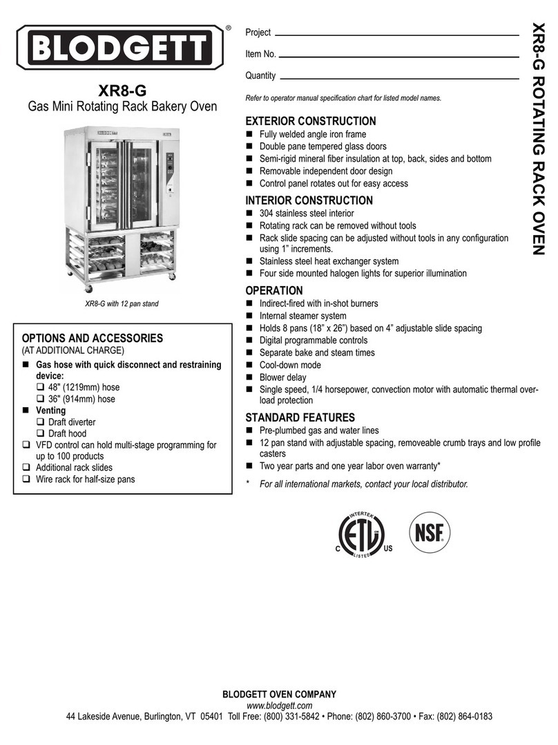 Blodgett XR8-G User manual