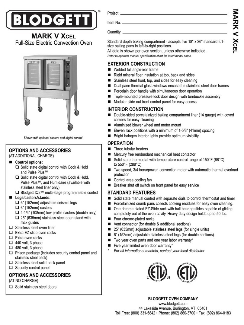 Blodgett Mark V XCEL User manual