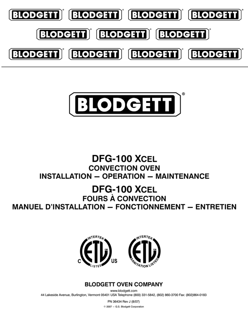Blodgett DFG-100 Series Operating instructions