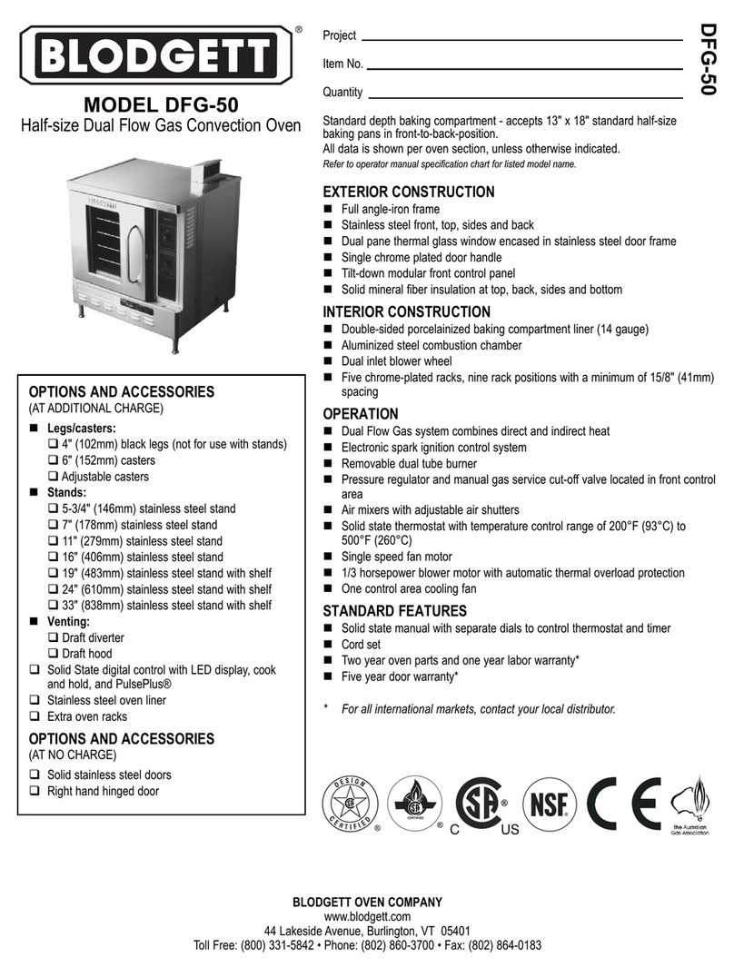 Blodgett DFG-50 User manual