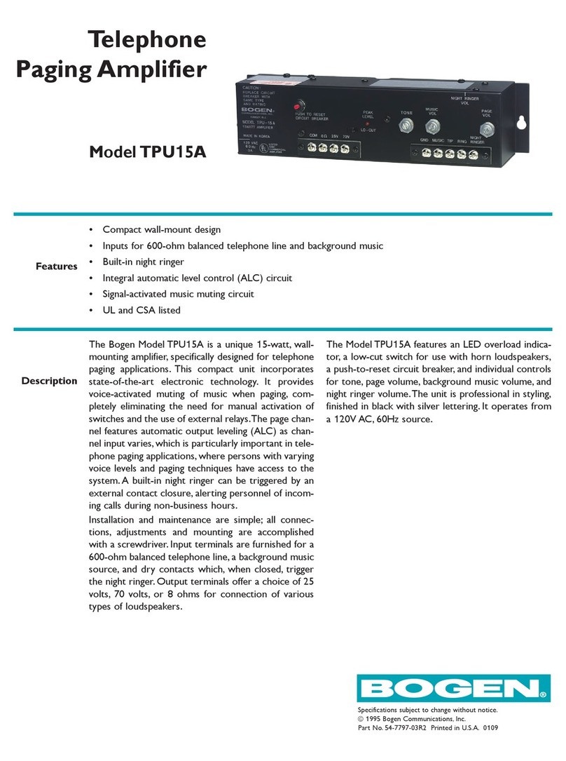 Bogen TPU-15A Technical specifications