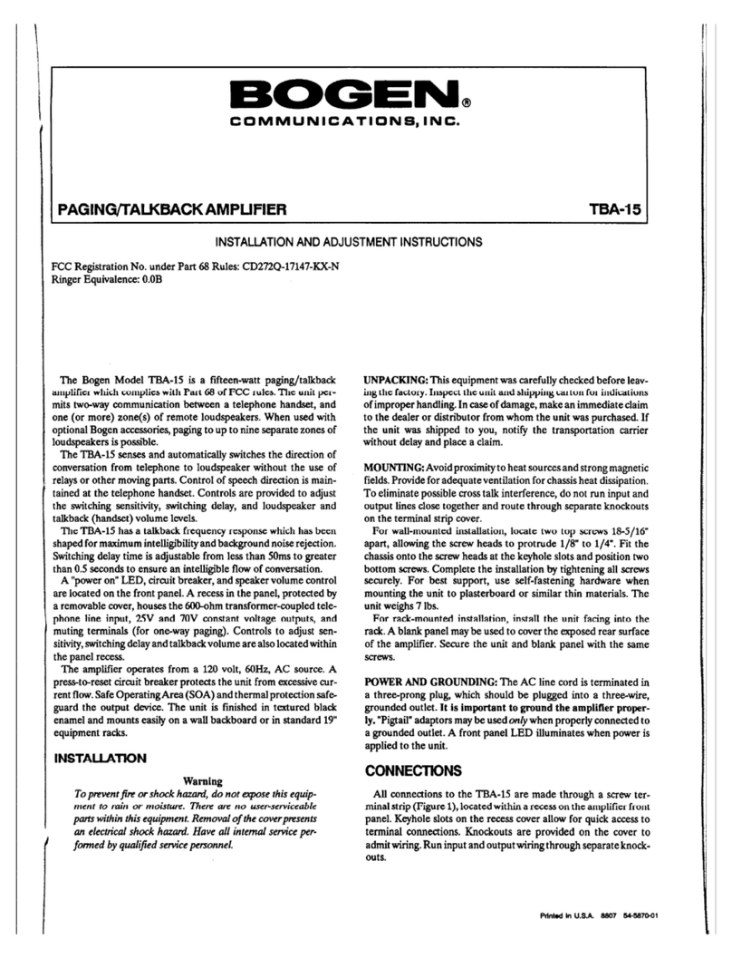 Bogen TBA-15 User manual