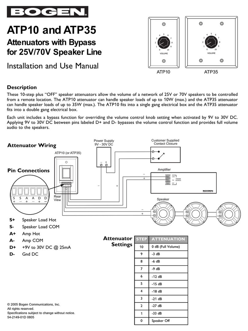 Bogen ATP10 Installation and use manual Bogen ATP10 Installation and use manual
