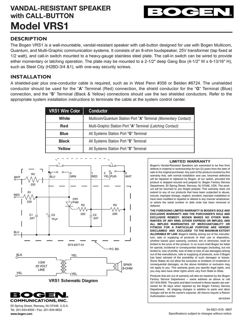 Bogen VRS1 User manual Bogen VRS1 User manual