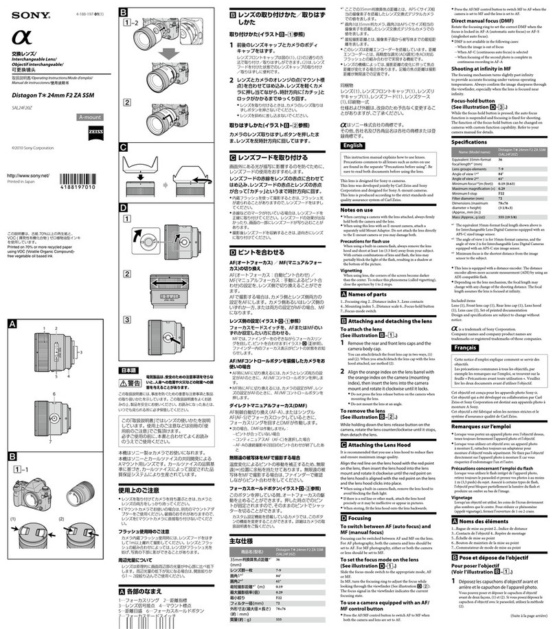 Sony SAL-24F20Z User manual