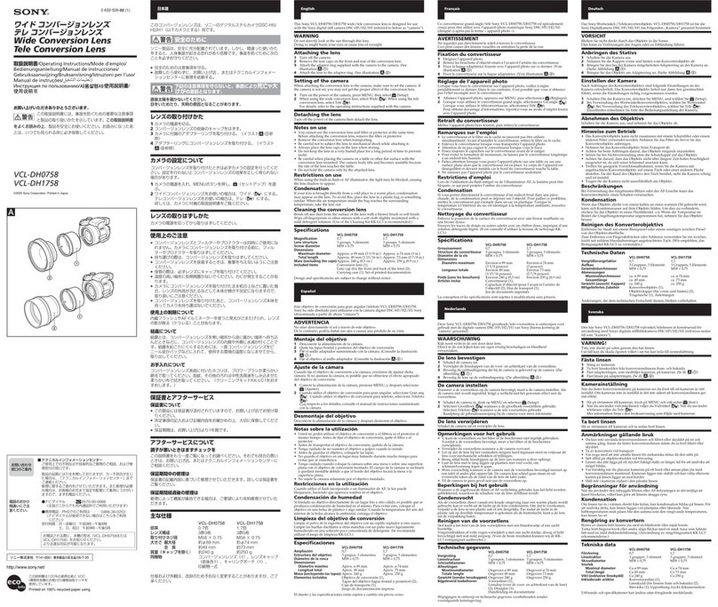 Sony VCL-DH0758 operating instructions