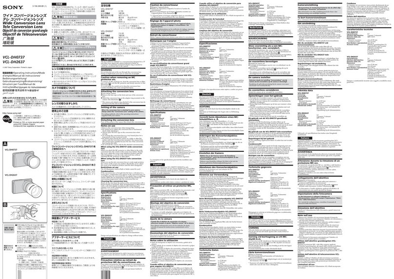 Sony VCL-DH0737 Instruction Manual / Manual de instrucciones / Mode d’emploi Istruzioni per l’uso / Manual de... operating instructions Sony VCL-DH0737 Instruction Manual / Manual de instrucciones / Mode d’emploi Istruzioni per l’uso / Manual de... operating instructions