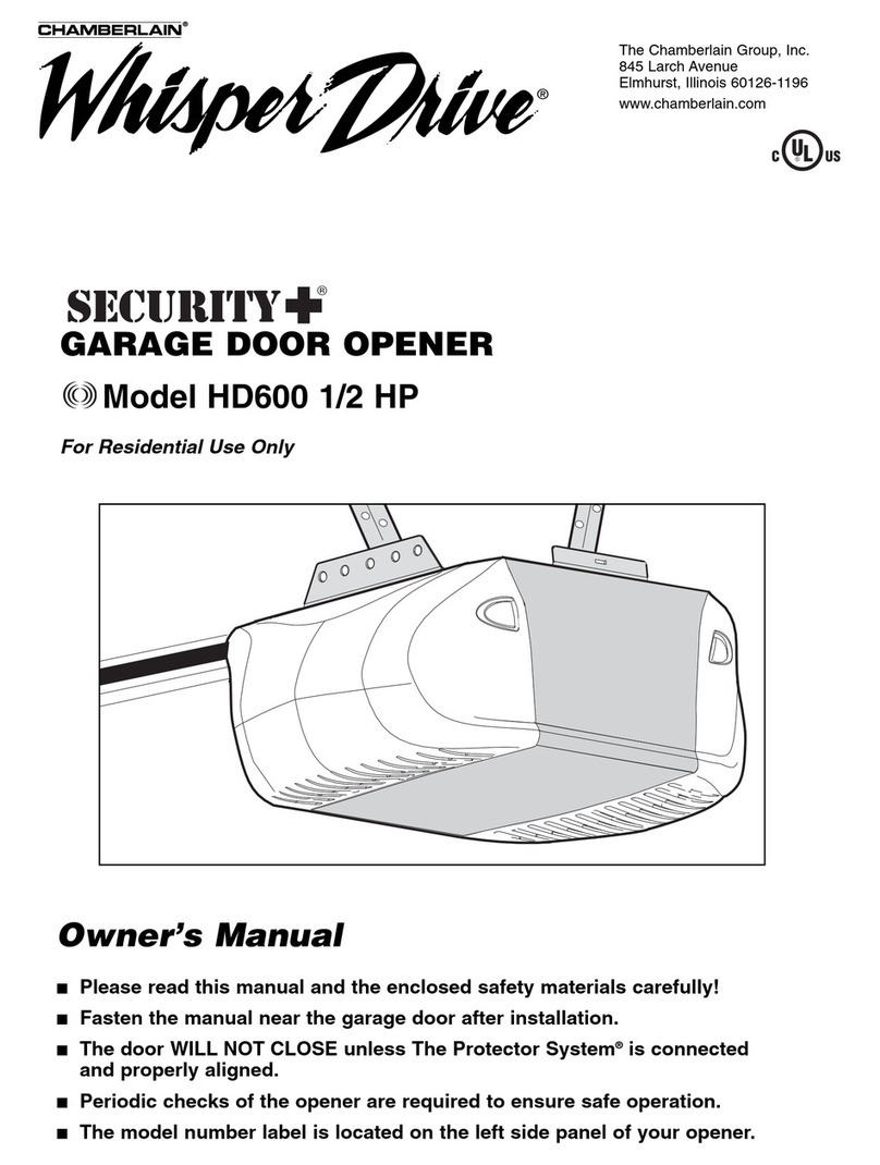 Chamberlain Whisper Drive Security+ HD600 owner's manual Chamberlain Whisper Drive Security+ HD600 owner's manual