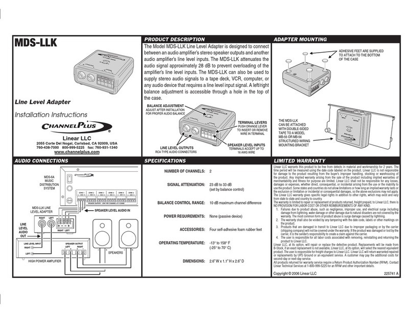 Channel Plus MDS-LLK installation instructions Channel Plus MDS-LLK installation instructions
