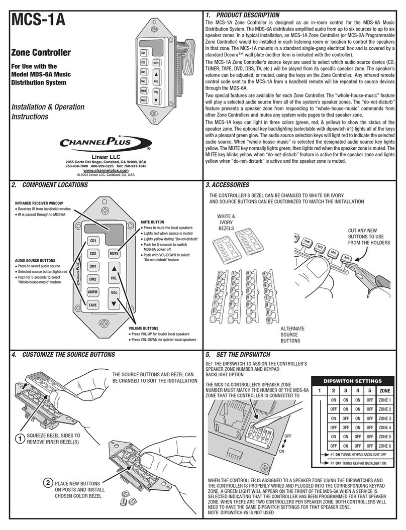 Channel Plus MCS-1A Installation and operation instructions