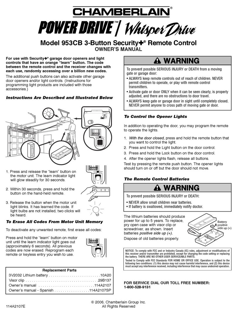 Chamberlain Security+ 953CB User manual