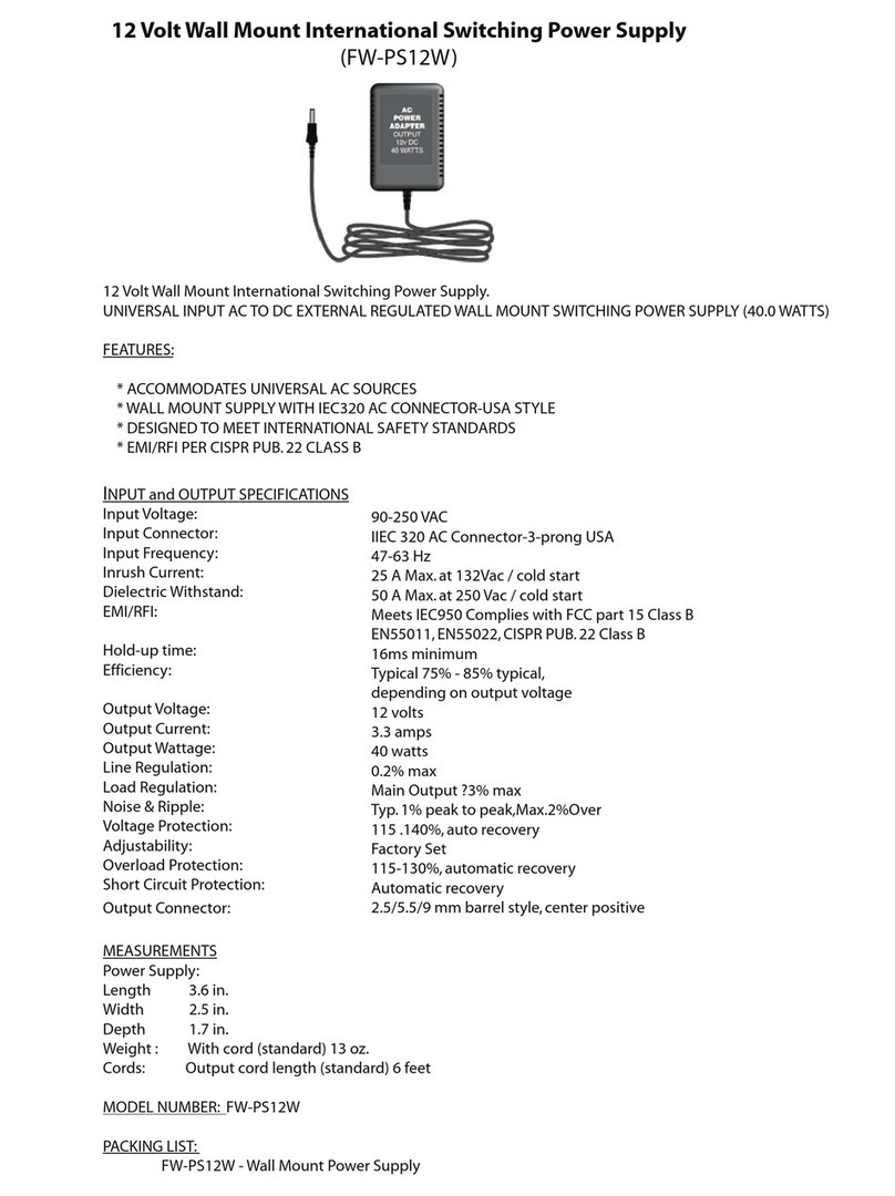 Cetacea Sound FW-PS12W Specifications