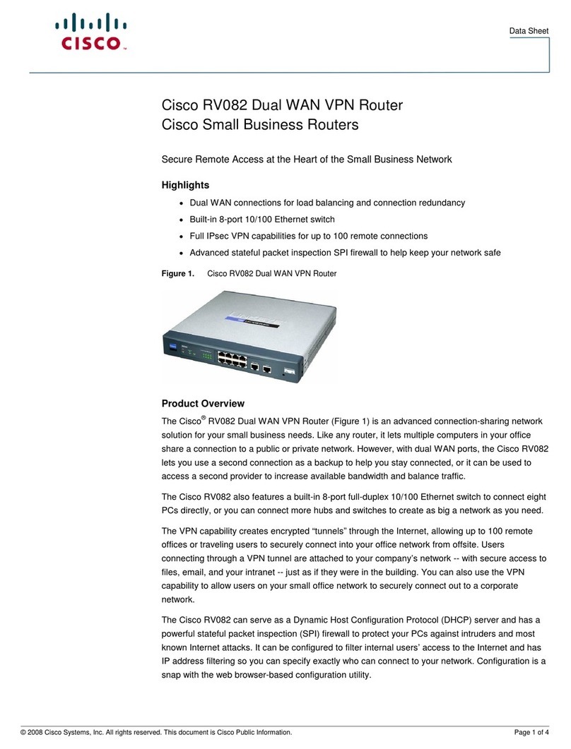 Cisco RV082 - Small Business VPN Router User manual Cisco RV082 - Small Business VPN Router User manual