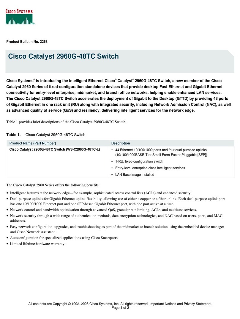 Cisco 2960G-48TC - Catalyst Switch Product support bulletin