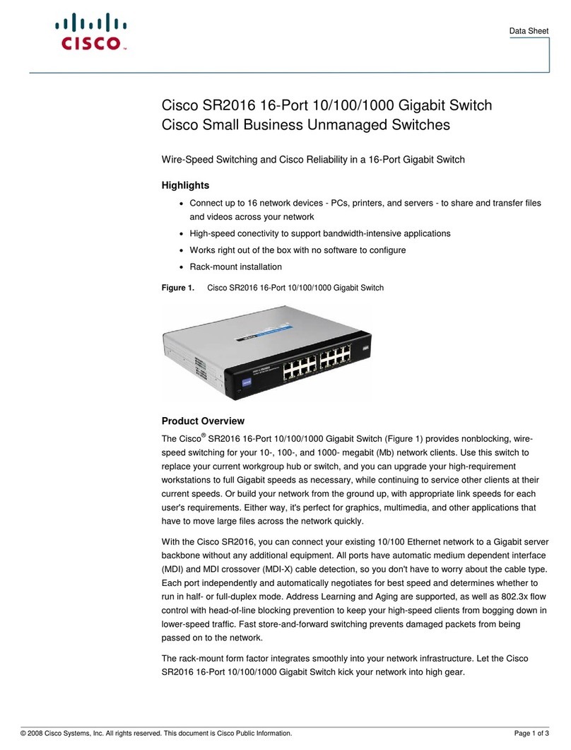 Cisco Cisco Small Business Unmanaged Switch SR2016 datasheet Cisco Cisco Small Business Unmanaged Switch SR2016 datasheet