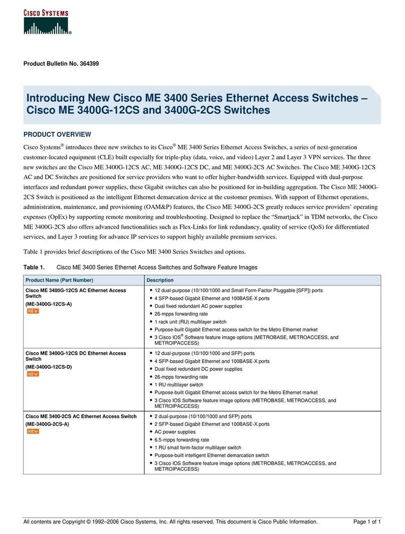 Cisco ME 3400G-2CS - Ethernet Access Switch User manual
