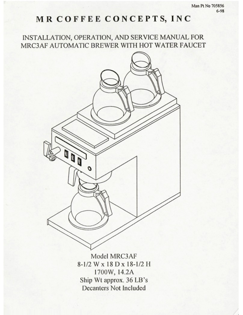 Mr Coffee Concepts MRC3AF Installation, operation and service manual
