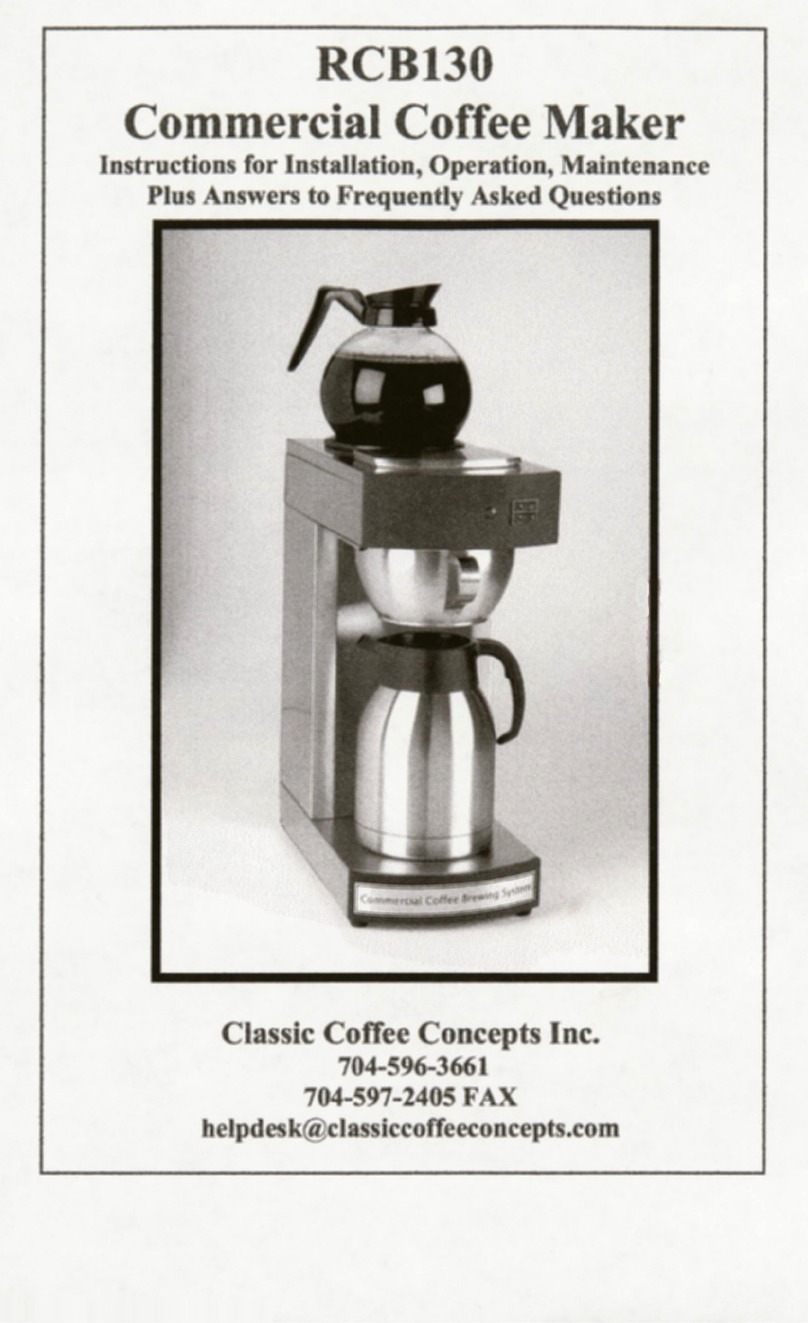 Classic Coffee Concepts RCB130 Programming manual