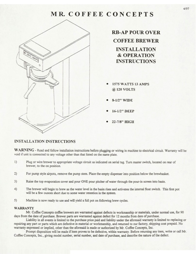 Mr Coffee Concepts RB-AP User manual