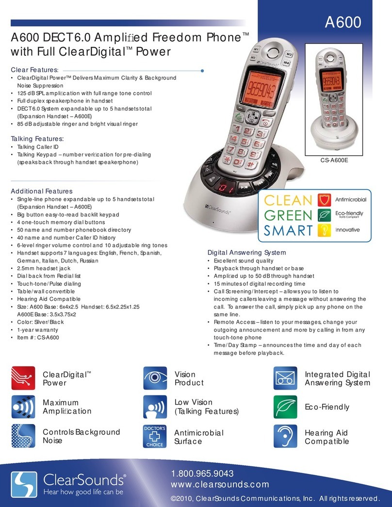 ClearSounds A600 User manual ClearSounds A600 User manual