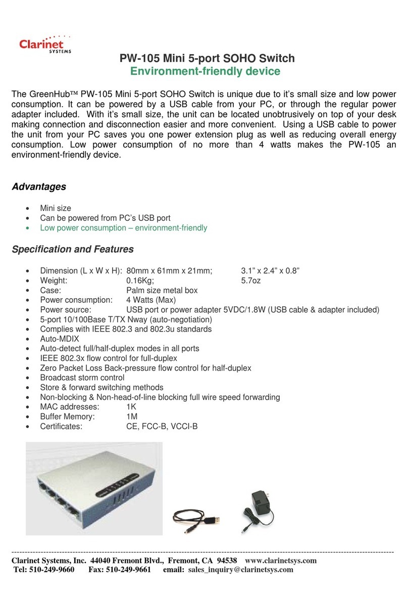 Clarinet Systems GreenHub PW-105 Specifications