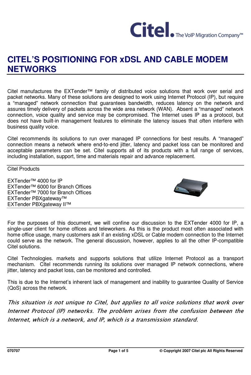 Citel EXTender PBXgateway supplementary guide