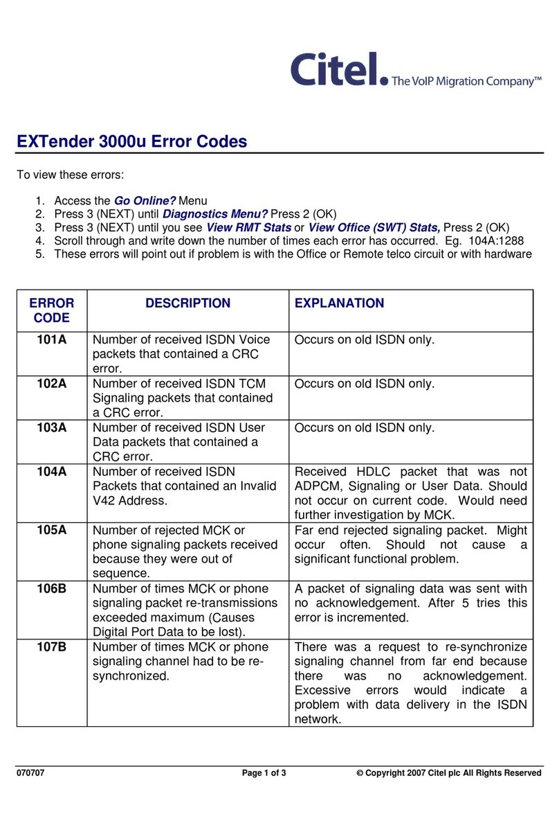 Citel EXTender 3000 Code guide