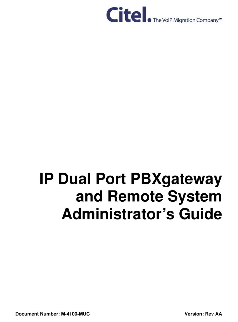 Citel EXTender PBXgateway Administrator's guide Citel EXTender PBXgateway Administrator's guide