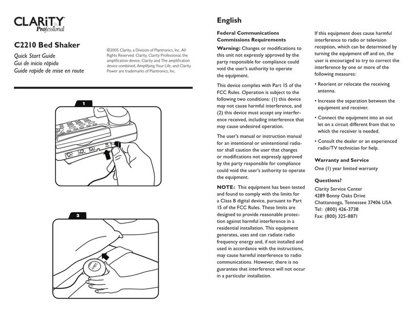 Clarity Professional C2210 quick start guide